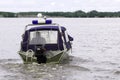 Police patrol boat on water area on Royalty Free Stock Photo