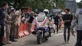 Police In Indonesia with Motorbike when Seba Baduy Held in Rangkasbitung Royalty Free Stock Photo