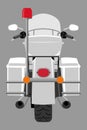 Police patrol heavy motorcycle back view isolated vector illustration