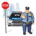 Police patrol, stop sign Royalty Free Stock Photo