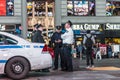 Police pays attention at times square by night