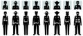 Police people concept. Set of different black silhouettes and avatars icons of SWAT officer, policeman, policewoman and sheriff in