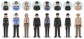 Police people concept. Set of different detailed illustration and avatars icons of SWAT officer, policeman, policewoman and sherif Royalty Free Stock Photo