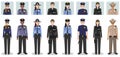 Police people concept. Set of different detailed illustration and avatars icons of SWAT officer, policeman, policewoman and sherif