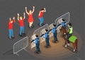 Police And People Isometric Background