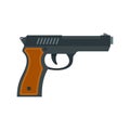 Police pistol icon, flat style