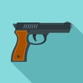 Police pistol icon, flat style