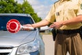 Police - policeman or cop stop car Royalty Free Stock Photo