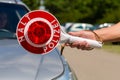 Police - policeman or cop stop car Royalty Free Stock Photo