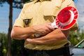 Police - policeman or cop stop car Royalty Free Stock Photo