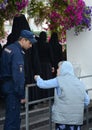 Police on policing in the Vvedensky Tolga convent during the day of the Tolga icon.