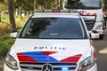 Police (politie) car in the Netherlands with blue flashlights