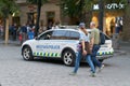 Police presence as a precautionary measure at the busy Wenceslas Square in downtown Prague