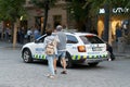 Police presence as a precautionary measure at the busy Wenceslas Square in Prague