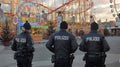 Police presence at a folk festival at Christmas time