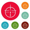 Police radar icons circle set