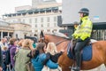 Police riding horse in the Covent Garden Market