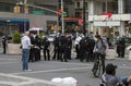 Police in riot gear prepare for protest in NYC