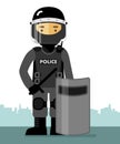 Police riot officer in uniform