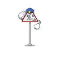 Police road work sign cartoon shape character