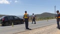 Police roadblock to check drivers documentation.