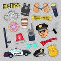 Police Security Stickers Set with Officer, Gun and Car