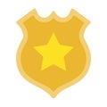 Sheriff badge, golden shield with star vector icon flat isolated. Royalty Free Stock Photo