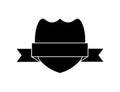 Police shield black shape. Heraldic shields blank emblems. Security vector labels.