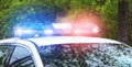 Police sirens in operation. Blue and red flash lights of emergency car in action. Police crew with the siren lights on emergency Royalty Free Stock Photo