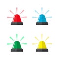 Police sirens, red blue green and yellow color, road warning signals Royalty Free Stock Photo