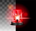 Set of realistic flashing police siren or ambulance red blue flashing lamp or safety emergency light warning rescue. eps vector. Royalty Free Stock Photo
