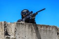 Police sniper in action Royalty Free Stock Photo