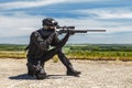 Police sniper in action Royalty Free Stock Photo