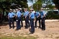 Police spectators watch the show