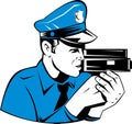 Police with speed camera gun Royalty Free Stock Photo