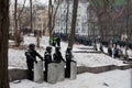 Police squads hide in the park and wait for the or