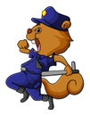 The police squirrel is running to catch the criminal