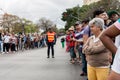 Police stands guard on Obama motorcade route in Havana, Cuba 2016.