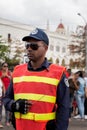 Police stands guard for President Obama motorcade in Havana, Cuba 2016