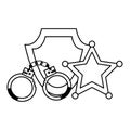 Police star sherif handcuffs and insignia