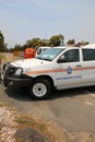 Police and State Emergency Service at the Road to Coles Bay. Tasmania. Australia