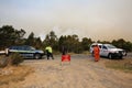 Police and State Emergency Service at the Road to Coles Bay. Tasmania. Australia