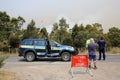 Police and State Emergency Service at the Road to Coles Bay. Tasmania. Australia