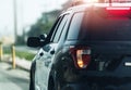 Police State Trooper Vehicle with Flashing Lights Royalty Free Stock Photo