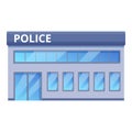 Police station building icon, cartoon style Royalty Free Stock Photo