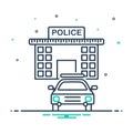 Black mix icon for Police station, enforcement and police