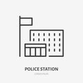 Police station line icon, vector pictogram of jail. Prison illustration, sign for public building exterior