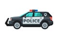 Police SUV Car, Emergency Patrol Off Road Vehicle Flat Vector Illustration Royalty Free Stock Photo