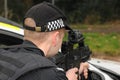 Police SWAT marksman with G36 rifle Royalty Free Stock Photo