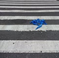 Police Tape, Law Enforcement Tape, Barricade Tape, Barrier Tape, Police Line in the Crosswalk Royalty Free Stock Photo